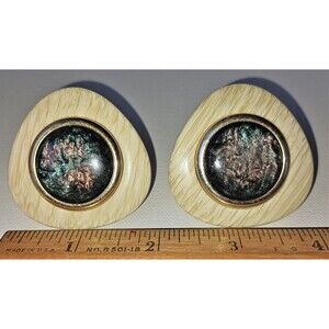 Vintage Retro Clip on Abalone Shell Earrings